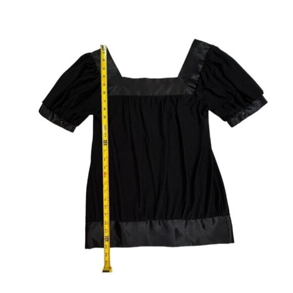 Creative Design‎ Works Black Blouse W/ Satin Trim & Buttons Women Small Dressy - Picture 10 of 11